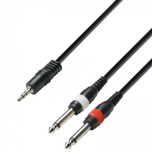 Cablu Y Adam Hall 1 X 3.5 Jack Stereo - 2 X 6.3 Ja...